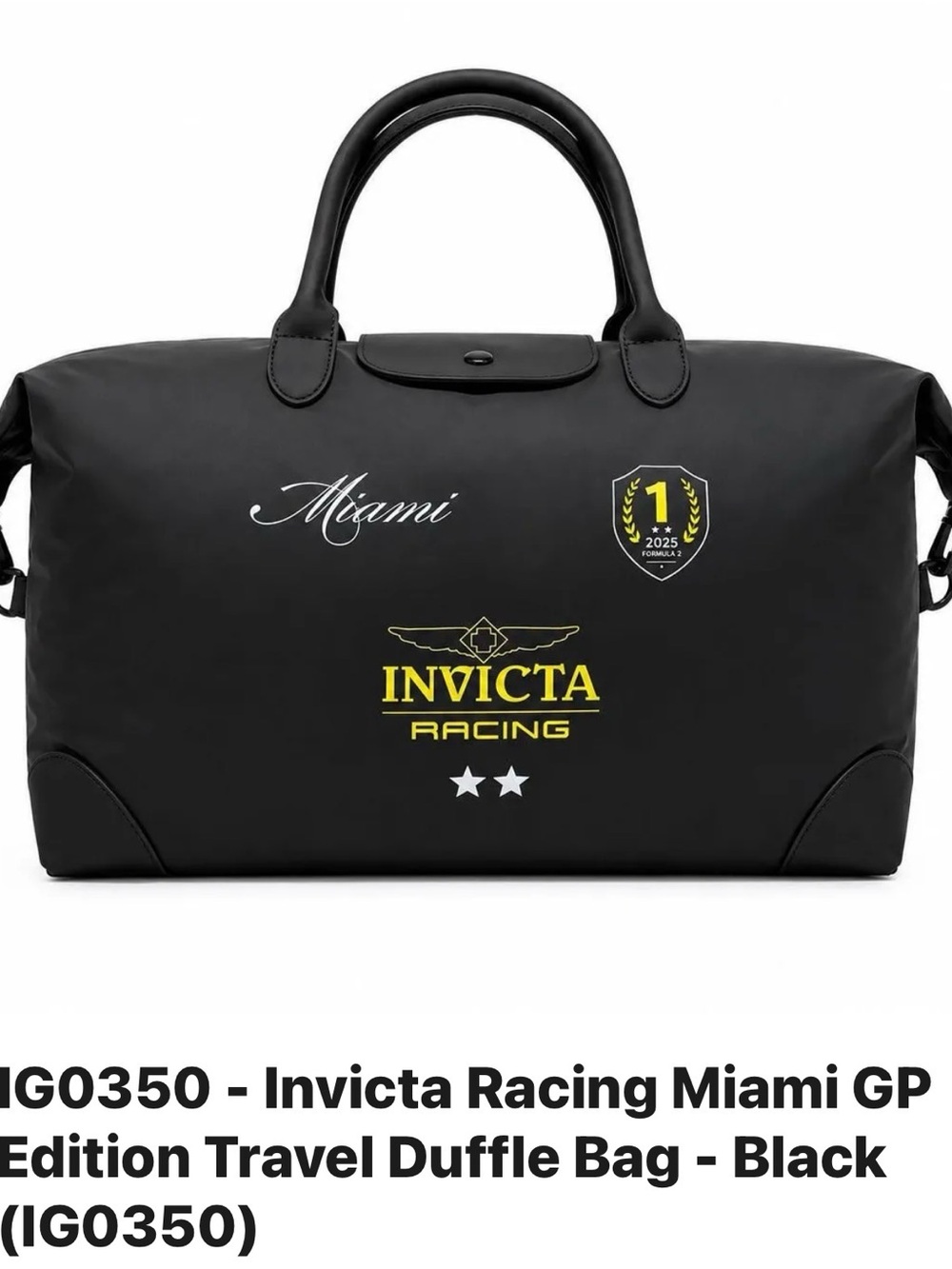 Invicta Racing Black and Yellow Duffle Bag